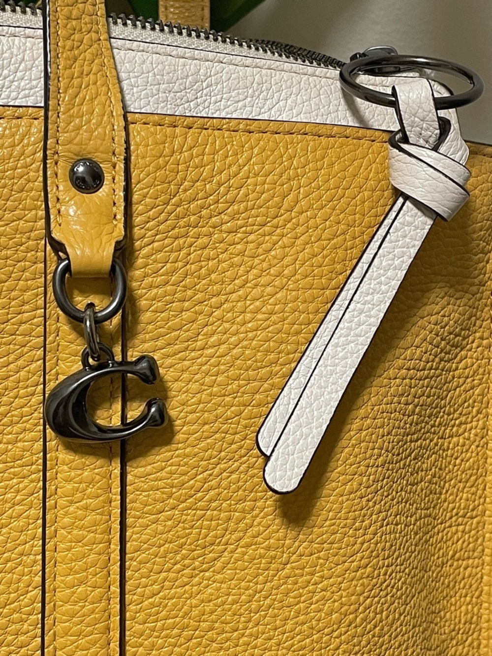 Coach Genuine Leather pebble large two toned yellow white May Tote Bag - Picture 4 of 16